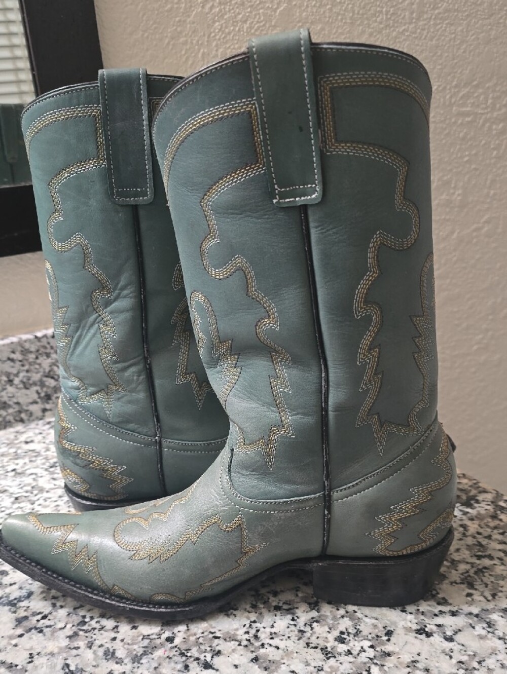Women's Teal Western Leather Cowboy Boots - Stylish Riding Boots